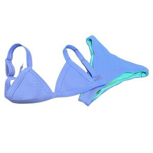 NWT ONEONE | bikini set textured purple, triangle top high waisted bottom medium